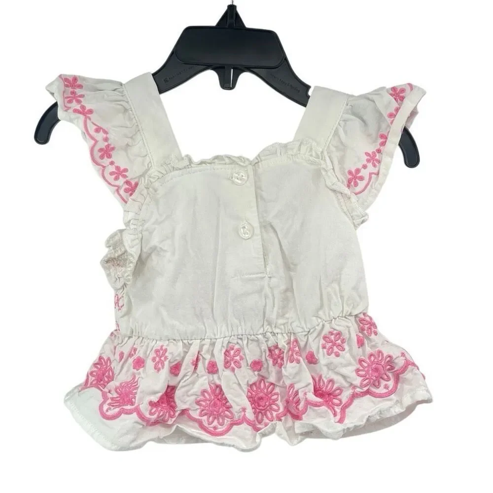 Little Lass 18M Pink Embroidered Smocked Top Cargo Pants Outfit Set Boho